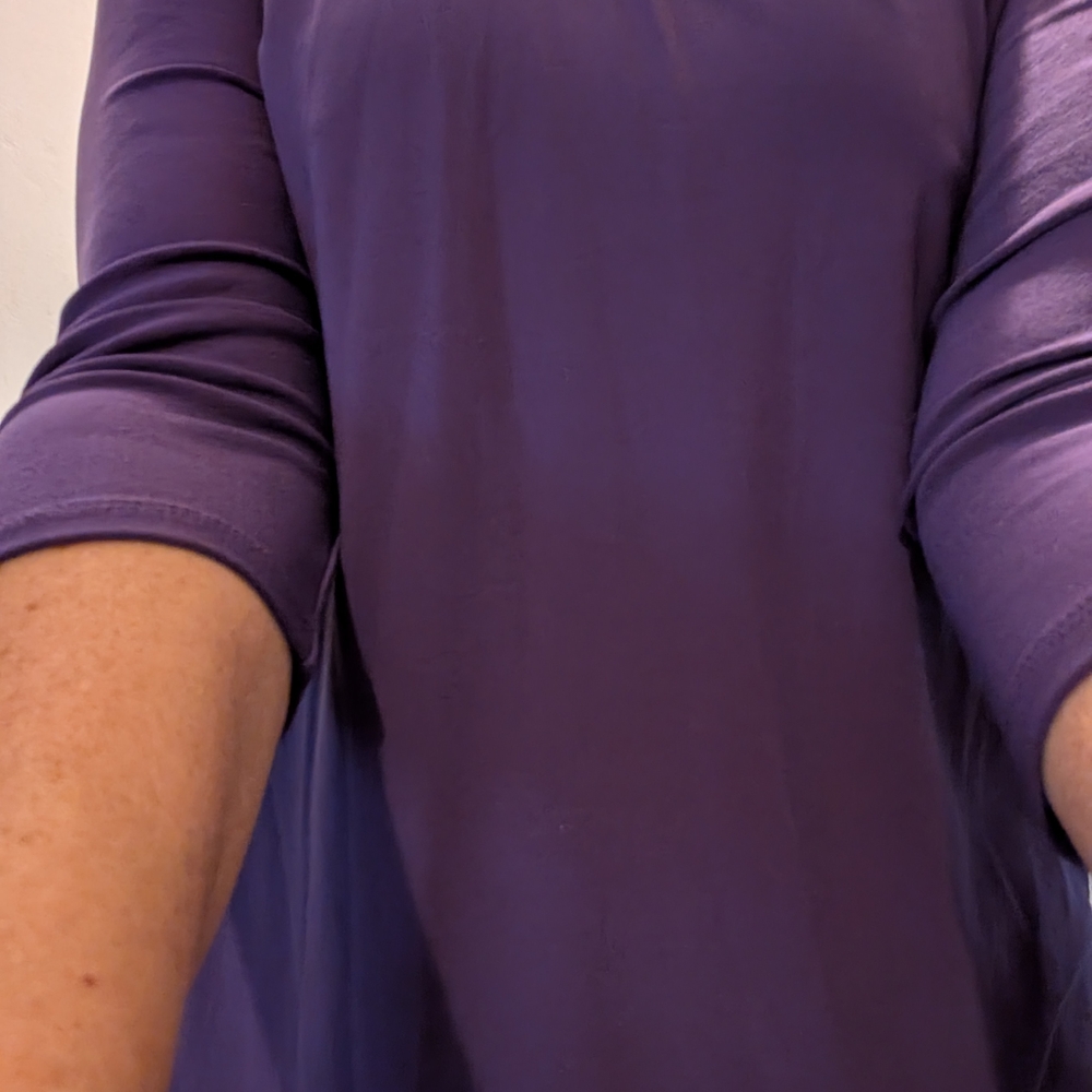 Purple 3/4 Length Sleeve Casual Work Shirt Alfani - Picture 3 of 8